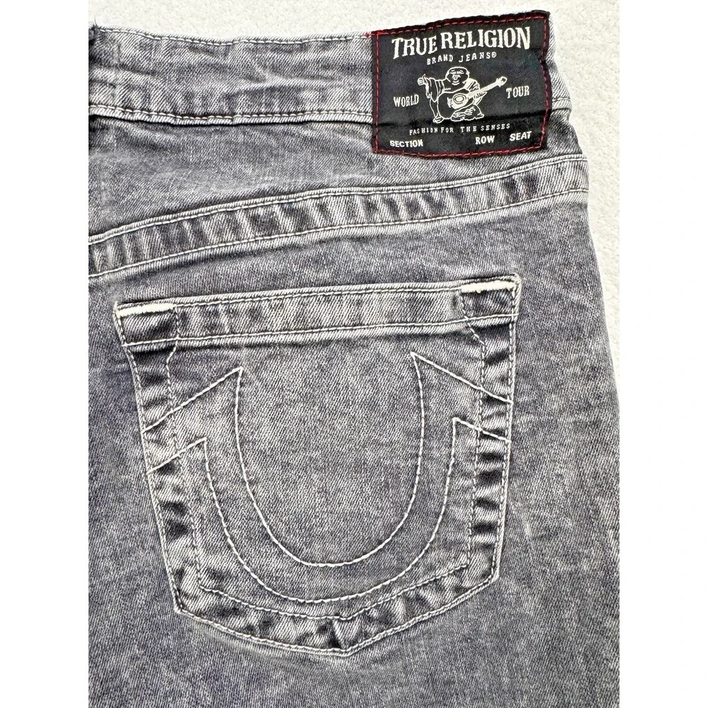 True Religion Jeans Men 31x34 Black Billie Mid Rise Straight Stone Wash‎ Denim